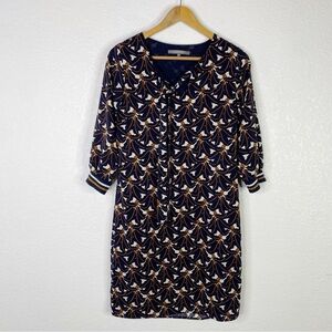 La Fee Maraboutee Navy Blue & White Patterned Shift Dress